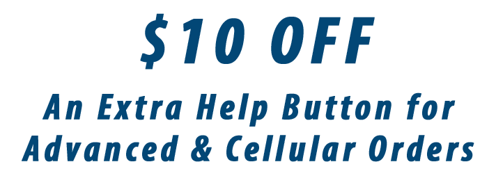 white banner with blue text "$10 off"